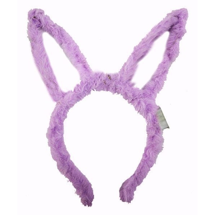 Led Işıklı Peluş Pofuduk Tavşan Kulak Tavşan Taç Lila 17X23 cm