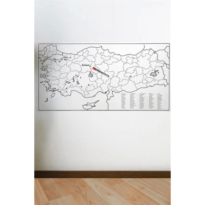 Yazılabilir Türkiye Haritası Manyetik Duvar Stickerı 110 X 56 Cm ( Lisinya )