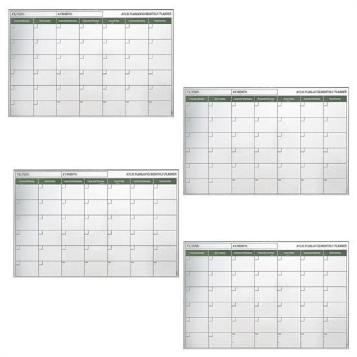 Manyetik Yapışkanlı Bir Aylık Program Planlayıcı Takvim 85x56 Cm ( Lisinya )