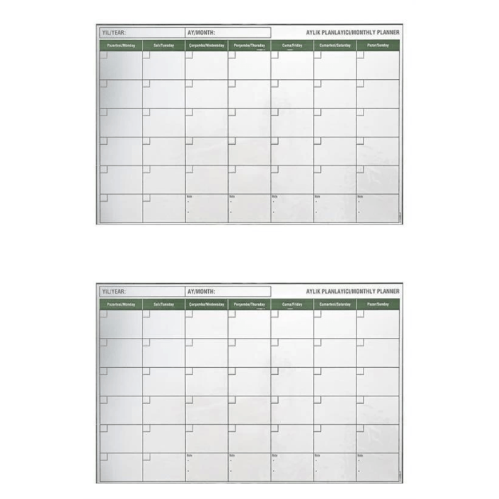 Manyetik Yapışkanlı Bir Aylık Program Planlayıcı Takvim 85x56 Cm ( Lisinya )