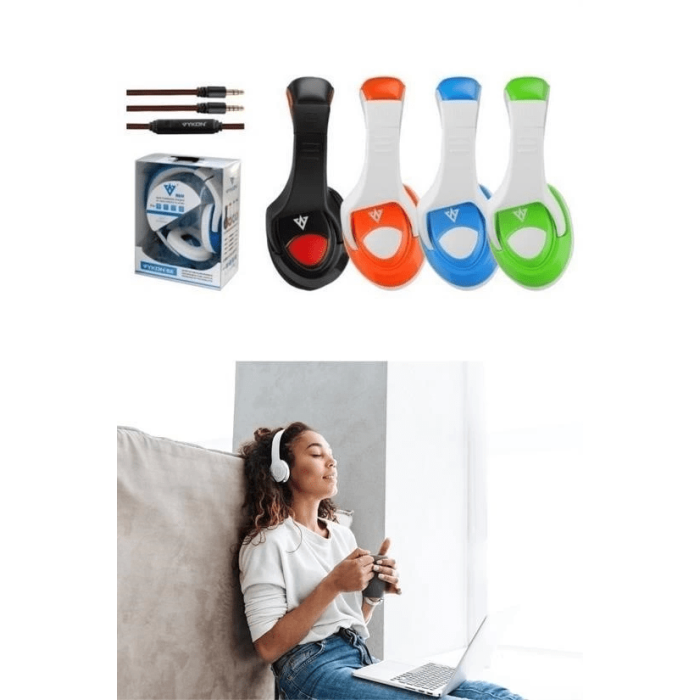 Vykon MQ4440mm Sürücülü Mikrofonlu Bilgisayar Kulaklığı Jak Girişli ( Lisinya )