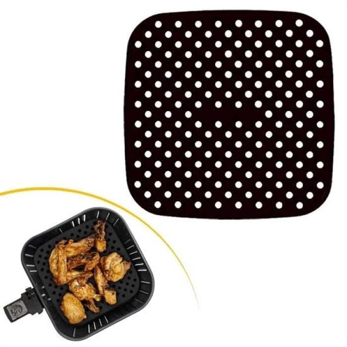 Renkli Isıya Dayanıklı Yıkanılabilir Silikon Fırın Ve Airfryer Kare Pişirme Matı 21,5 Cm ( Lisinya )