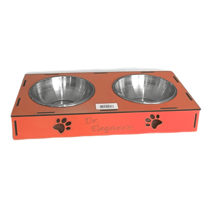 Ahşap Sehpalı İkili Devrilmez Kedi Köpek Su Ve  Kabı 34 cm - 300 ml Tcu