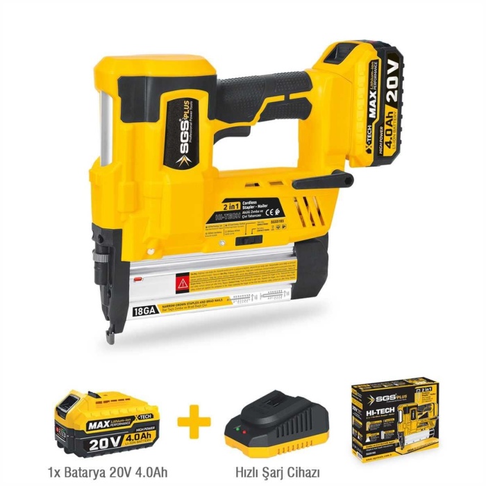 5165 Akülü Zımba ve Çivi Çakma Tabanca Makinası 20 Volt