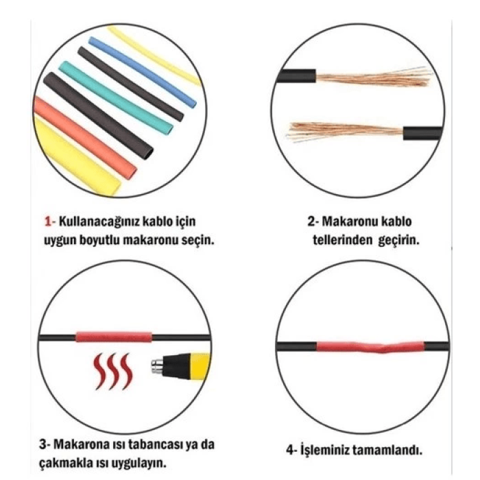 Pratik 164 Parça Set Isıyla Daralan Makaron Kablo Koruyucu Kılıf ( Lisinya )