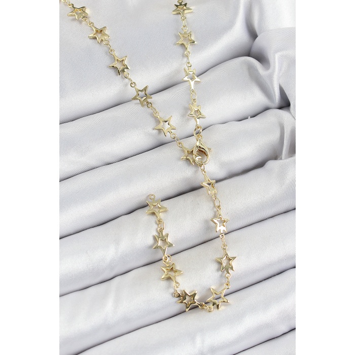 Pirinç Gold Renk Yıldızlı Kadın Y Kolye -