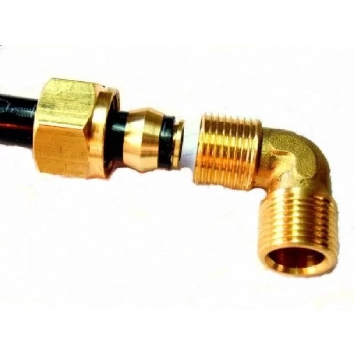Sarı Pirinç Yüksüklü Dirsek 9.52mm - 1/4 (Lisinya)