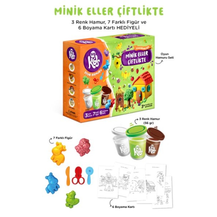 Minik Eller Çiftlikte Oyun Hamuru Seti (16 Parça - 340 Gr)