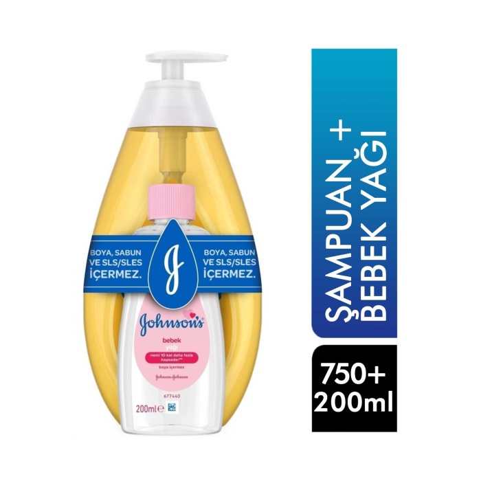 Johnsons Baby Gold Şampuan 750 ml + Bebek Yağı 200 ml