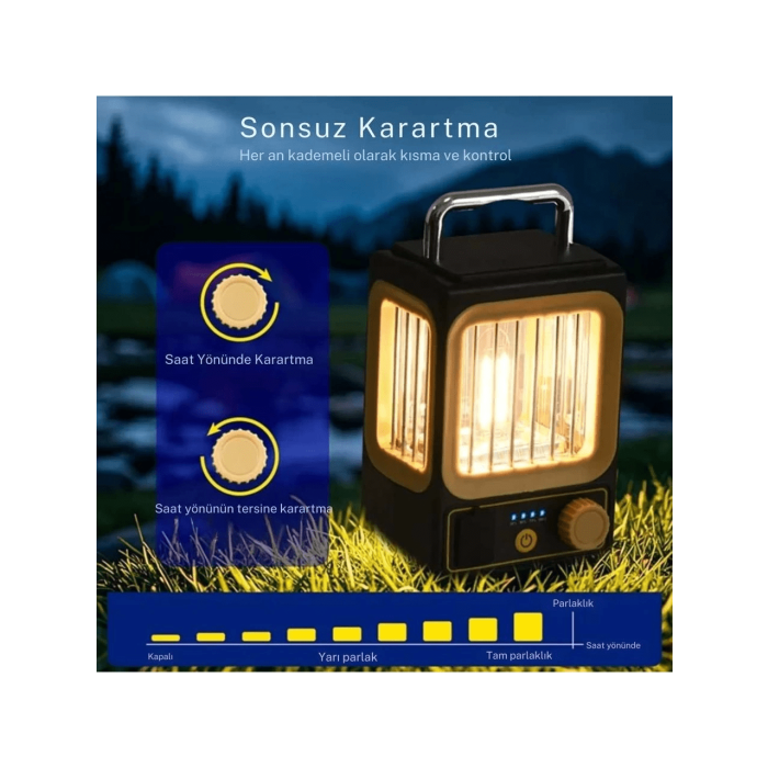 Ampul Solar Şarj Edilebilir 12 Led 1 Rustikli Led Kamp Lambası ( Lisinya )