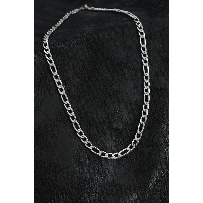 316L Çelik Kalın Figaro Zincir Model Gümüş Renk Erkek Kolye -