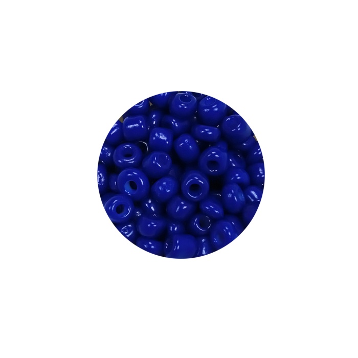 Dökme Cam Kum Boncuk Büyük Boy (6/0) 4 mm - 60 Gram - Koyu Mavi - BNC139