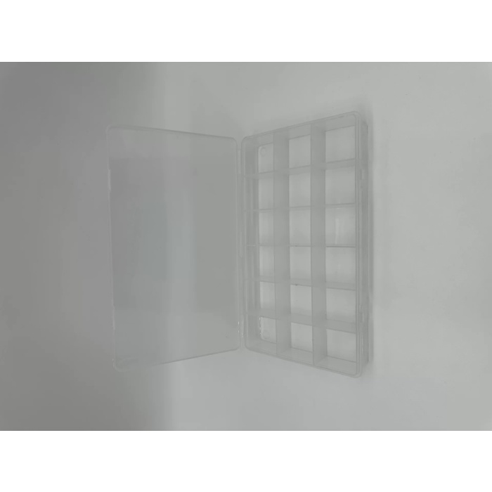 Organizer Plastik Kutu Box 18 Sabit Bölmeli 145x255x35mm (Lisinya)