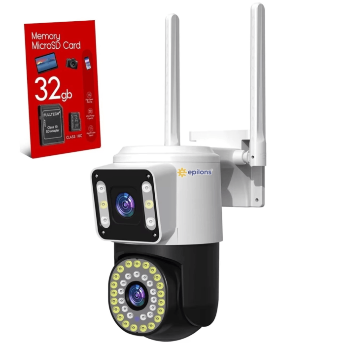 32 Gb Hafıza Kartlı 4mp Yoosee Çift Lens Ip Kamera - Wıfı Otomatik İzleme, Su Geçirmez Kablosuz Güvenlik Ev Kamerası, Renkli Gece Görüş ( Lisinya )