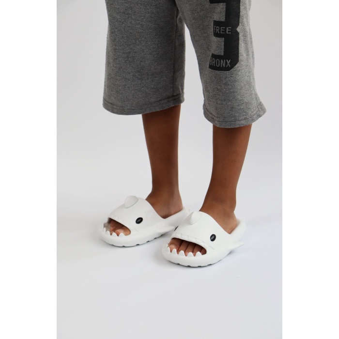 WG500 Köpekbalığı Beyaz Unisex Tam Ortopedik Terlik Shark Slides Cocuk - Lisinya