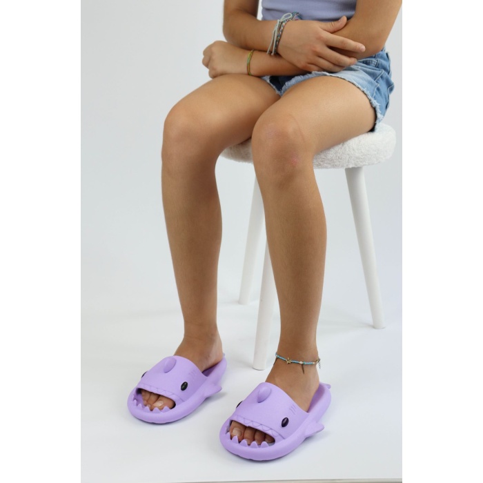 WG500 Köpekbalığı Mor Unisex Tam Ortopedik Terlik Shark Slides - Lisinya