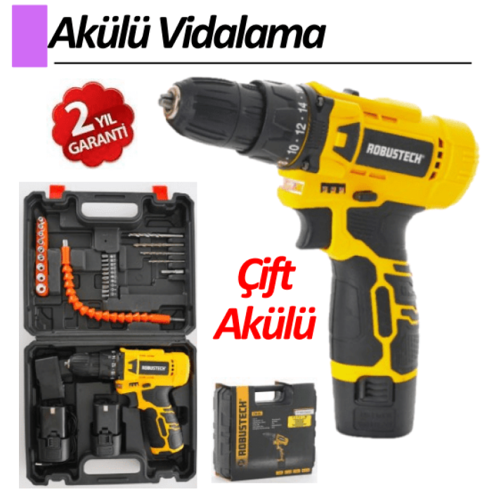 RBT - C12-2S 2 Vites 12V-1,3Ah 28 Parça Çift Akü Vidalama Matkap