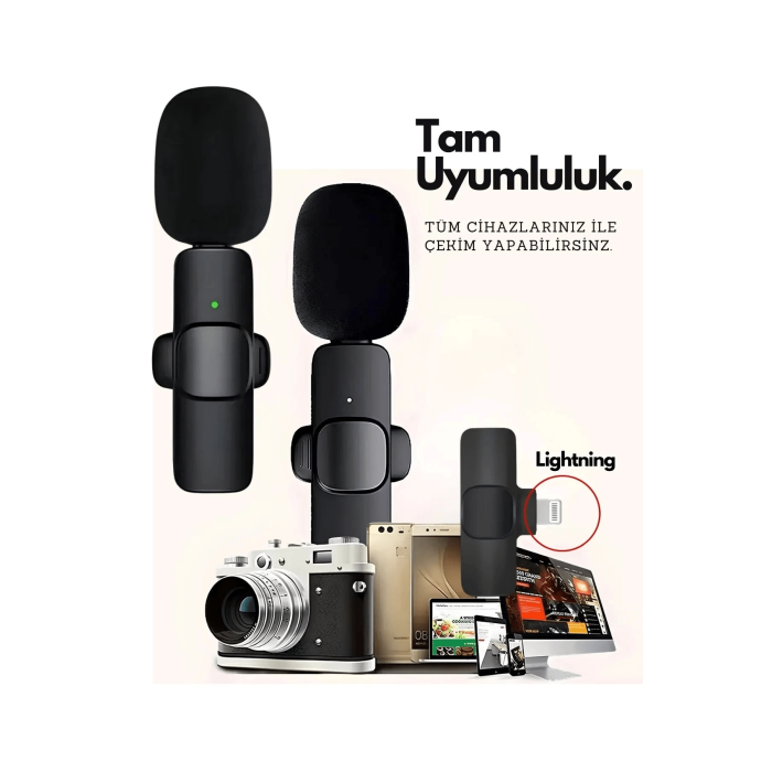 Type-c Çiftli Kablosuz Yaka Mikrofonu Seti - Youtube, Tiktok, Vlog Ve Canlı Yayınlar İçin Telefon Uyumlu Çift Mikrofon ( Lisinya )