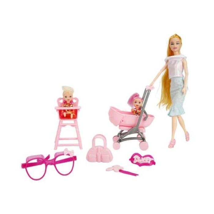 Anlily Pusetli Mama Sandalyeli Bebek Seti Cindy Doll Little Baby - 02456 (Lisinya)