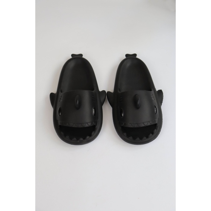 WG500 Köpekbalığı Siyah Unisex Tam Ortopedik Terlik Shark Slides - Lisinya