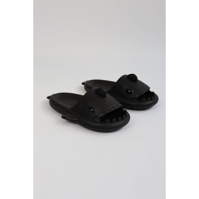 WG500 Köpekbalığı Siyah Unisex Tam Ortopedik Terlik Shark Slides - Lisinya