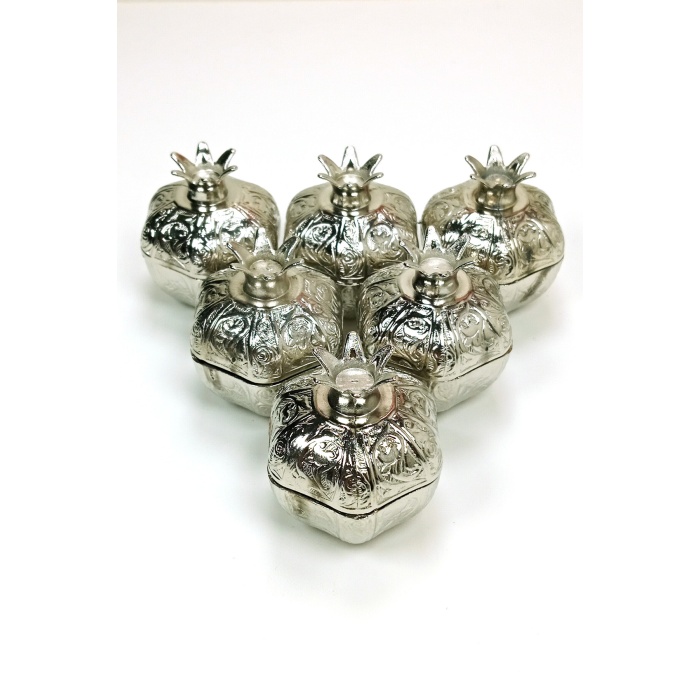 6 Lı Mini Eskitme Osmanlı Temalı Açık Renk Nar Lokumluk Sunum