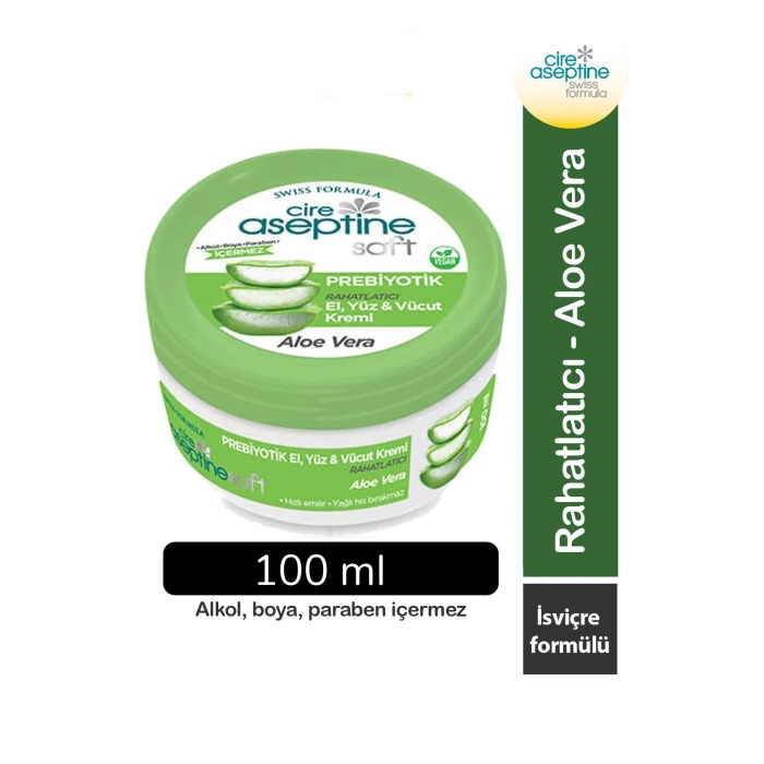 Cire Aseptine Soft Aloe Vera Özlü Yatıştırıcı Besleyici Prebiyotikli Krem 100 ml