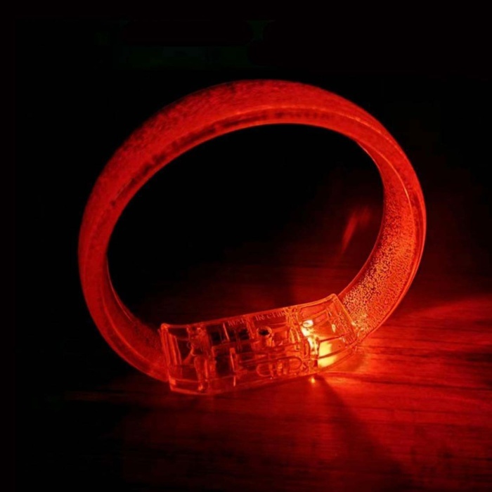 Kırmızı Led Işıklı Baskı Yapılabilen Pilli Bileklik Bilezik 1,5 cm Genişlik