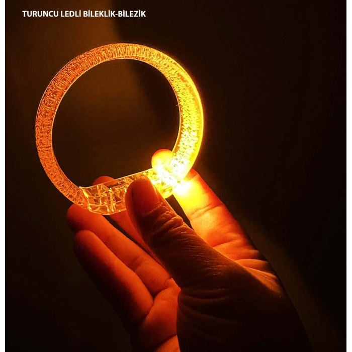 Tcu Led Işıklı Baskı Yapılabilen Pilli Bileklik Bilezik 1,5 cm Genişlik