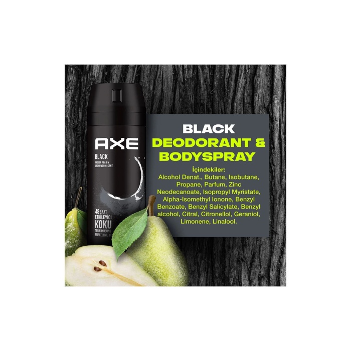 3 Adet Axe Erkek Deodorant & Bodyspray Black 48 Saat Etkileyici Koku Vücut Spreyi 150 ml