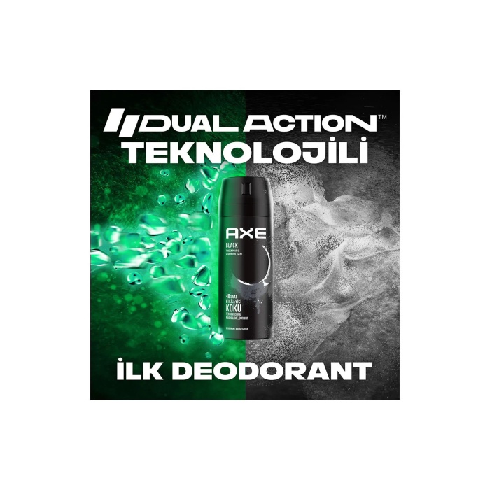 2 Adet Axe Erkek Deodorant & Bodyspray Black 48 Saat Etkileyici Koku Vücut Spreyi 150 ml