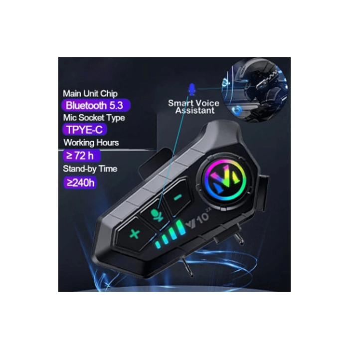 ﻿y10 2x Motosiklet Kask İntercom Çift Eşleşme Rgb Işıklı Bluetooth Kulaklık 5,3 - Lisinya