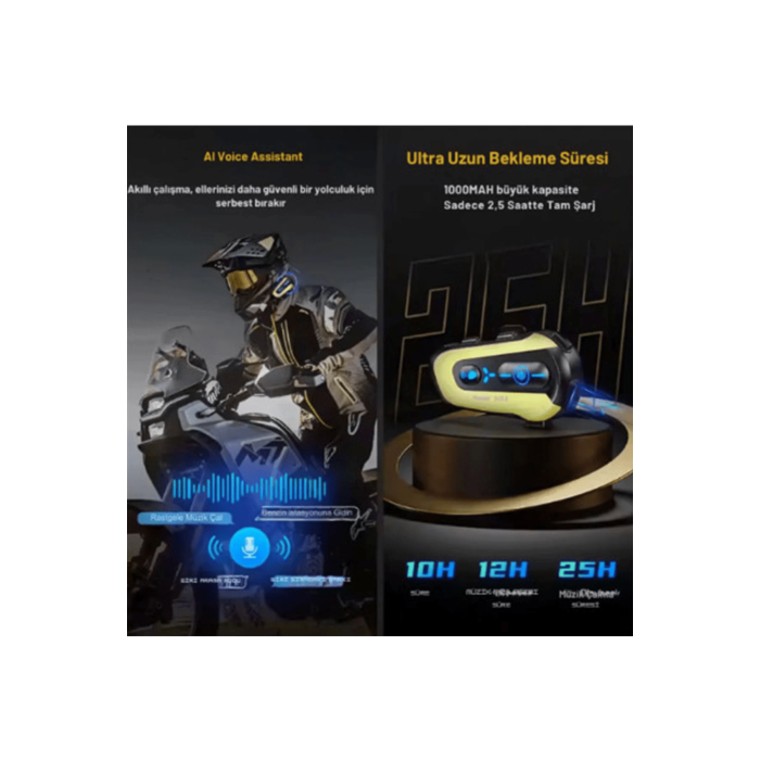 N3x Rgb Işıklı Intercom 3 Kişi Bağlantılı 1000mah Motosiklet Bluetooth Kulaklık Seti - Lisinya