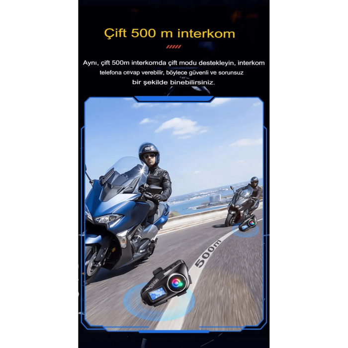 Q58-max Radyolu 2 Kişi Bağlantılı Bluetooth Kask Kulaklık Ekranlı Fenerli Müzik Ve Telsiz Intercom - Lisinya