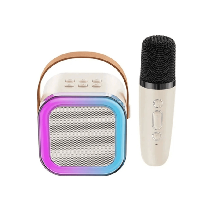 Karaoke Kablosuz Hoparlör Mikrofonlu Rgb Işıklı Bluetooth Speaker Tf Kart/usb Beyaz - Lisinya