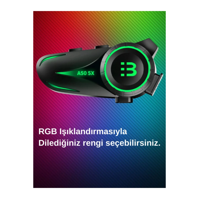 A50 5x Motor Kask Kulaklık Rgb Bluetooth Motosiklet Kulaklık Intercom 5 Kişi Eşleşme - Lisinya