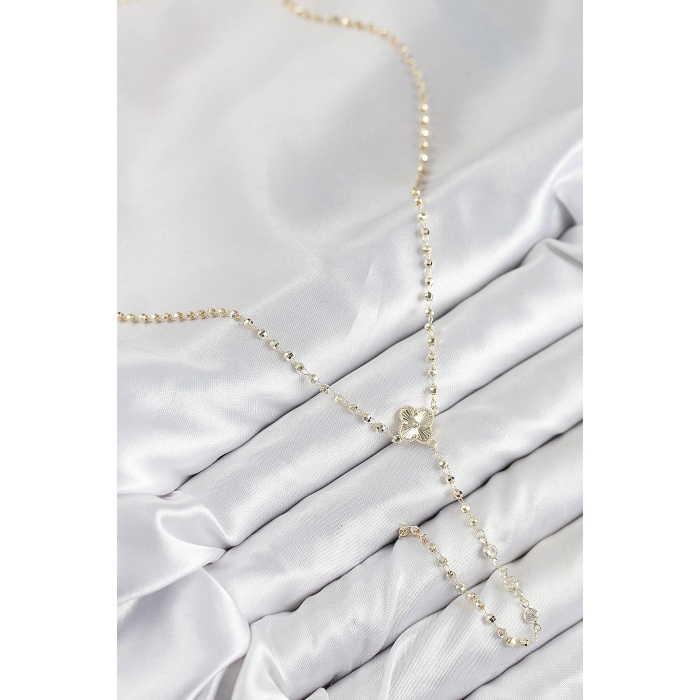 Pirinç Zirkon Taşlı Yonca Model Gold Renk Kadın Y Kolye -