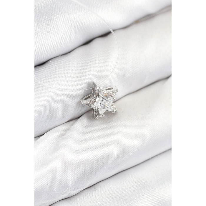 Misineli Yıldız Model Gümüş Renk Hayalet Kolye -