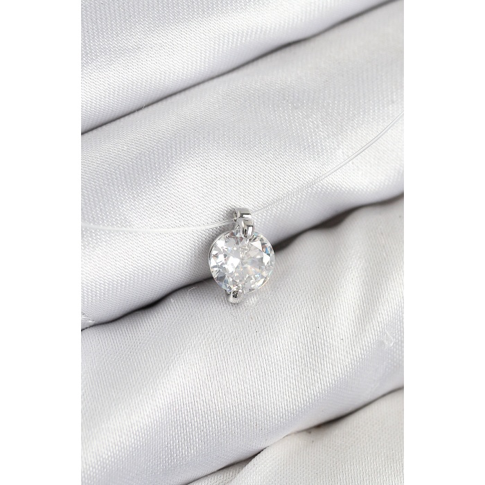 Misineli Zirkon Taşlı Model Gümüş Renk Hayalet Kolye -