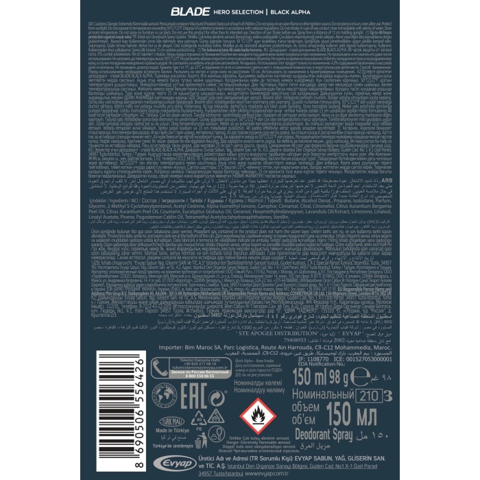 2 Adet Blade Hero Selection Serisi Black Alpha Erkek Deodorant 150 Ml