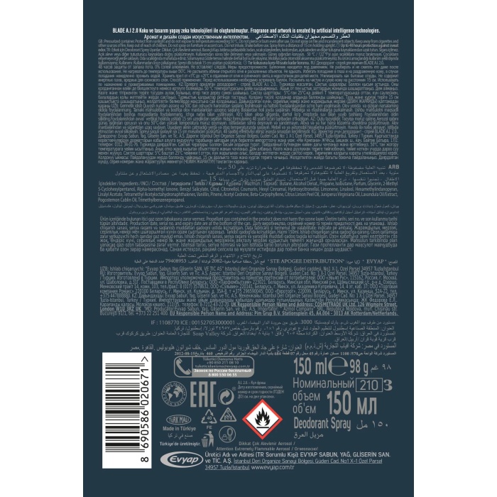 2 Adet Blade Artificial Intelligence 2.0 Deodorant 150mL