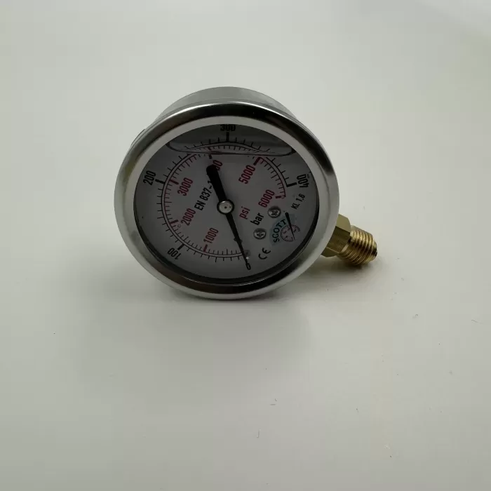 Manometre Gliserinli Alttan Çıkışlı Q63 - 0 - 400 Bar 1/4 A Tipi (Lisinya)