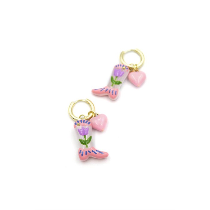 Çizme Küpe - Pembe