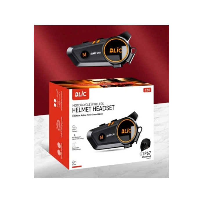 C50 Motosiklet Intercom Kask Kulaklık 1000 Mah Rgb Işıklı Bluetooth Kulaklık Ip67 - Lisinya