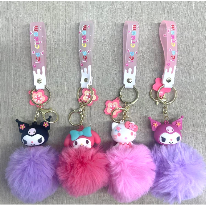 Ponponlu Kuromi Ve Hello Kitty Anahtarlık Alk4246 - Lisinya