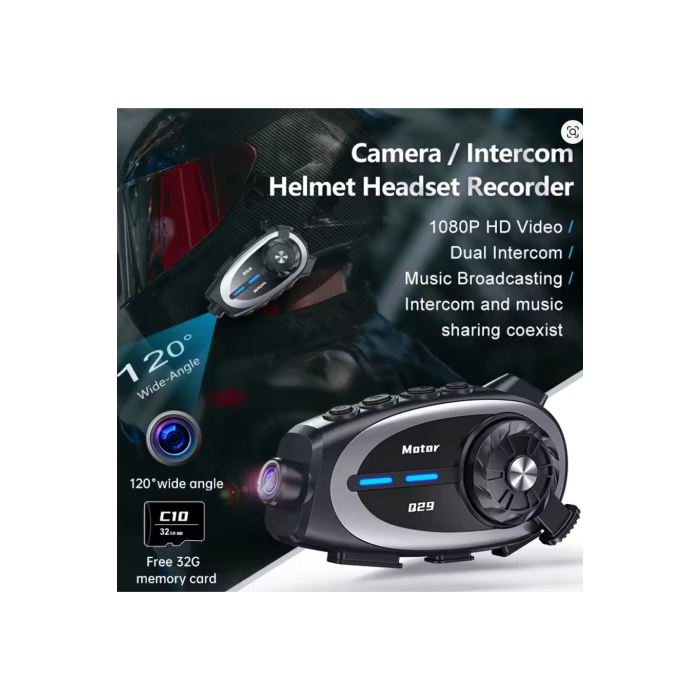Q29 Motosiklet Kask Bluetooth Kulaklık Eşleşmeli 1080p Kamera Geniş Açı Su Geçirmez Intercom - Lisinya