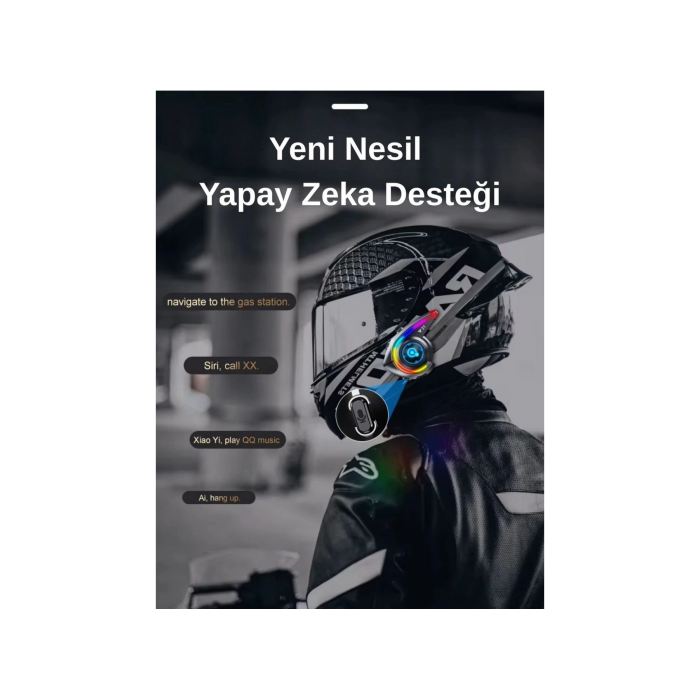 Y21 Rgb Işık Efektli Intercom Bluetooth Motosiklet Kask Kulaklığı Intercom Kulaklık - Lisinya
