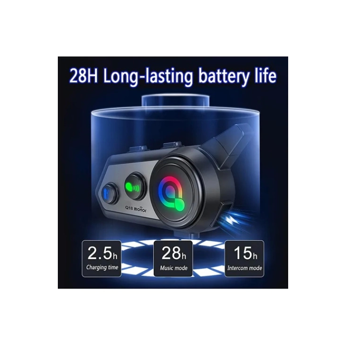 Q18 Motosiklet Kask Kulaklık Intercom Işıklı 2 Eşleşme Özellikli 1000 Mah - Lisinya