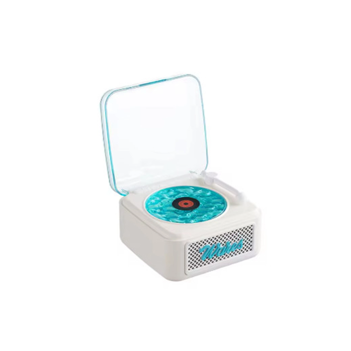 Nostalji Mini Plak Görünümlü Radyolu Bluetooth Hoparlör 3d Ses Dalgası Retro Müzik Plak Beyaz - Lisinya