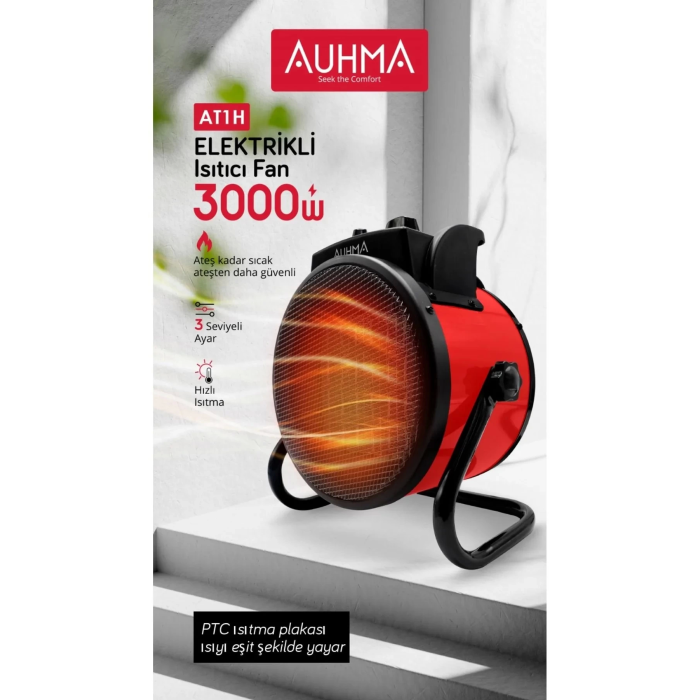 Ultra Güçlü 3000 Watt Taşınabilir Elektrikli Portatif Isıtıcı Soba Sıcak Hava Üfleyen Fan Radyatör - Lisinya